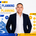 Strategic Planning vs Tactical Planning article featured image by Your Strategy Guy showing Mentor Myron Sta. Ana, with strategic planning as big-picture direction and tactical planning as practical execution for organizations