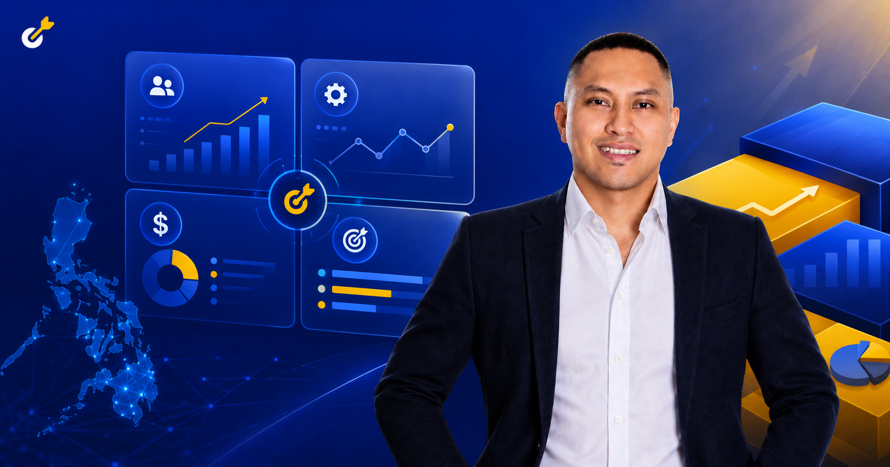 Mentor Myron Sta. Ana with a Balanced Scorecard dashboard showing KPI charts, strategic objectives, and performance indicators in the Philippines