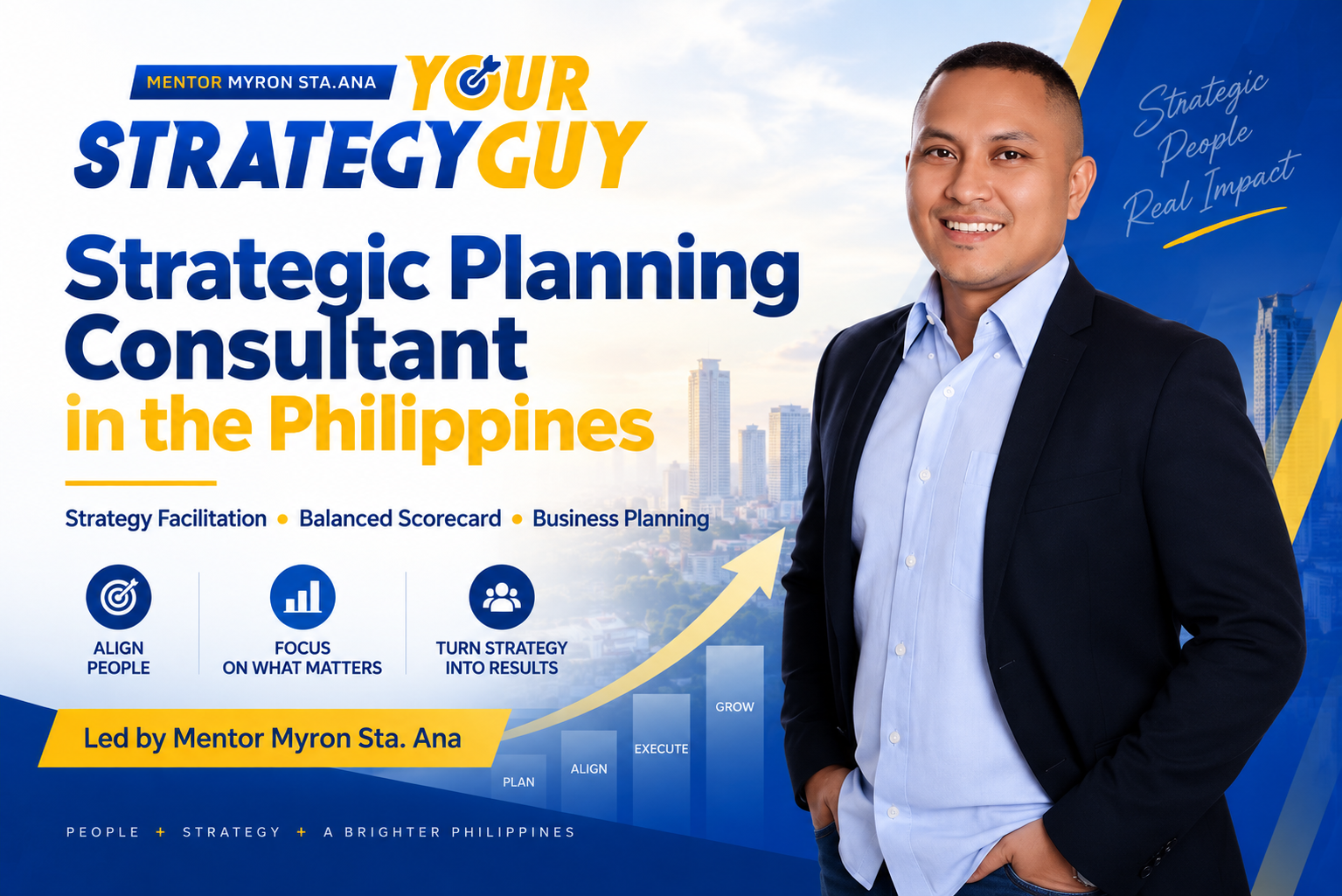 Mentor Myron Sta. Ana, Strategic Planning Consultant in the Philippines, promoting strategic planning, Balanced Scorecard, business planning, leadership alignment, and strategy execution
